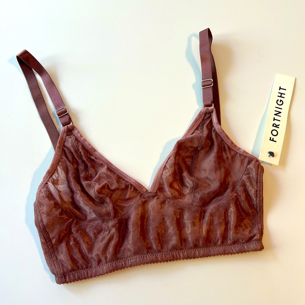 NWT Fortnight Lingerie Vega Longline Bralette in Clay size 30D